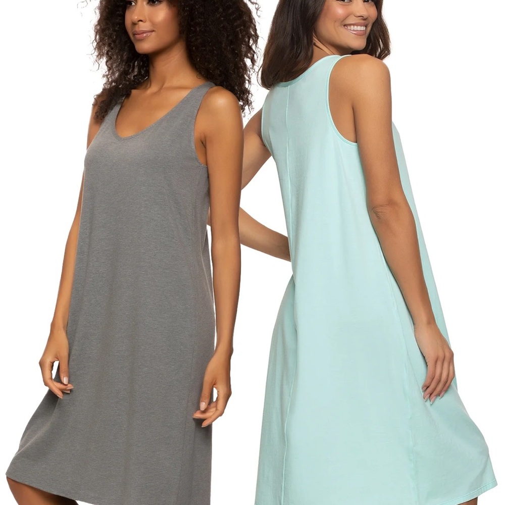 Felina Women's Sleeveless Nightgown - Gray and Mint